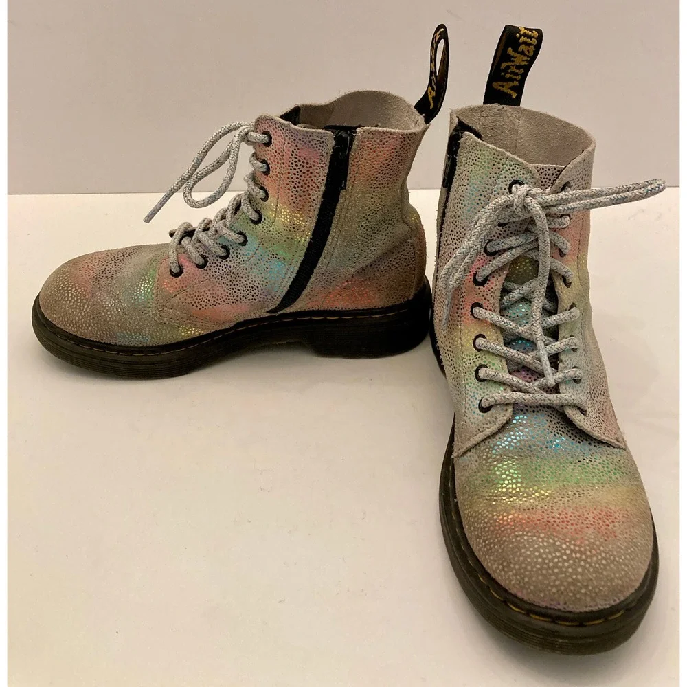 Doc Martens Airwalk Leather Multicolor Combat‎ Boots Lug Pascal J 1460 Kids Sz 2